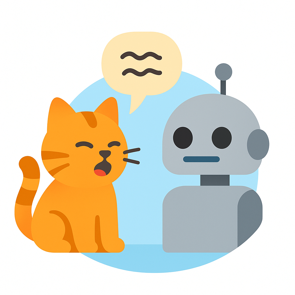 cat speaking her language to robot